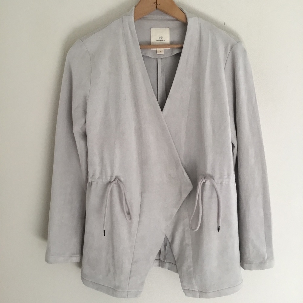 Thread and Supply Open Suede Feel Light Grey Jacket/Top is NWOT! Size Small